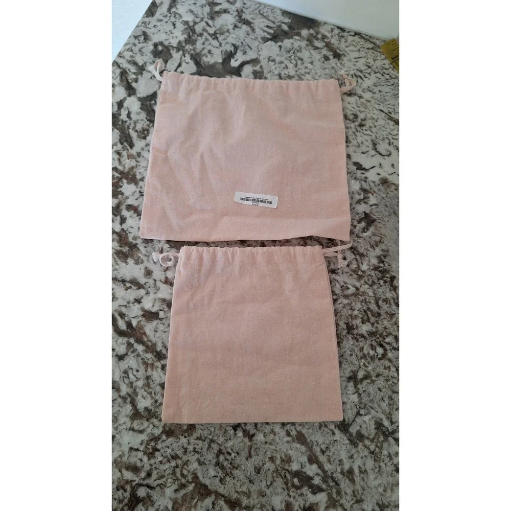 Ariana Ost Peach Drawstring Jewelry Dust Bags Gold Foil Cameo Logo Set of 2